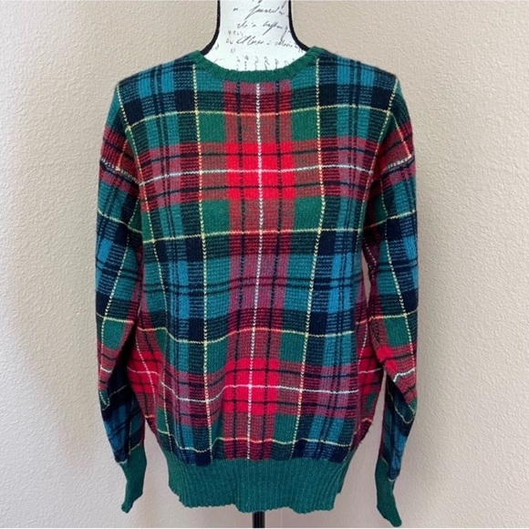 Polo by Ralph Lauren Vintage 100% Wool Plaid Crewneck Sweater Size XL - Picture 2 of 10